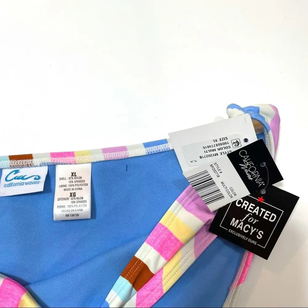 California Waves multi striped bikini swim bottom